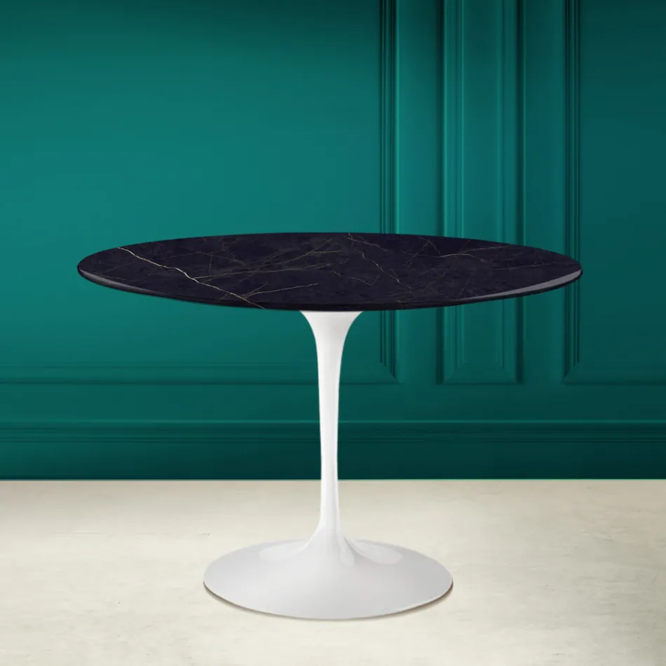 Tulp Tafel Eero Saarinen H 73 in Keramiek Noir Laurent Made in Italy - Scarlet Viadurini