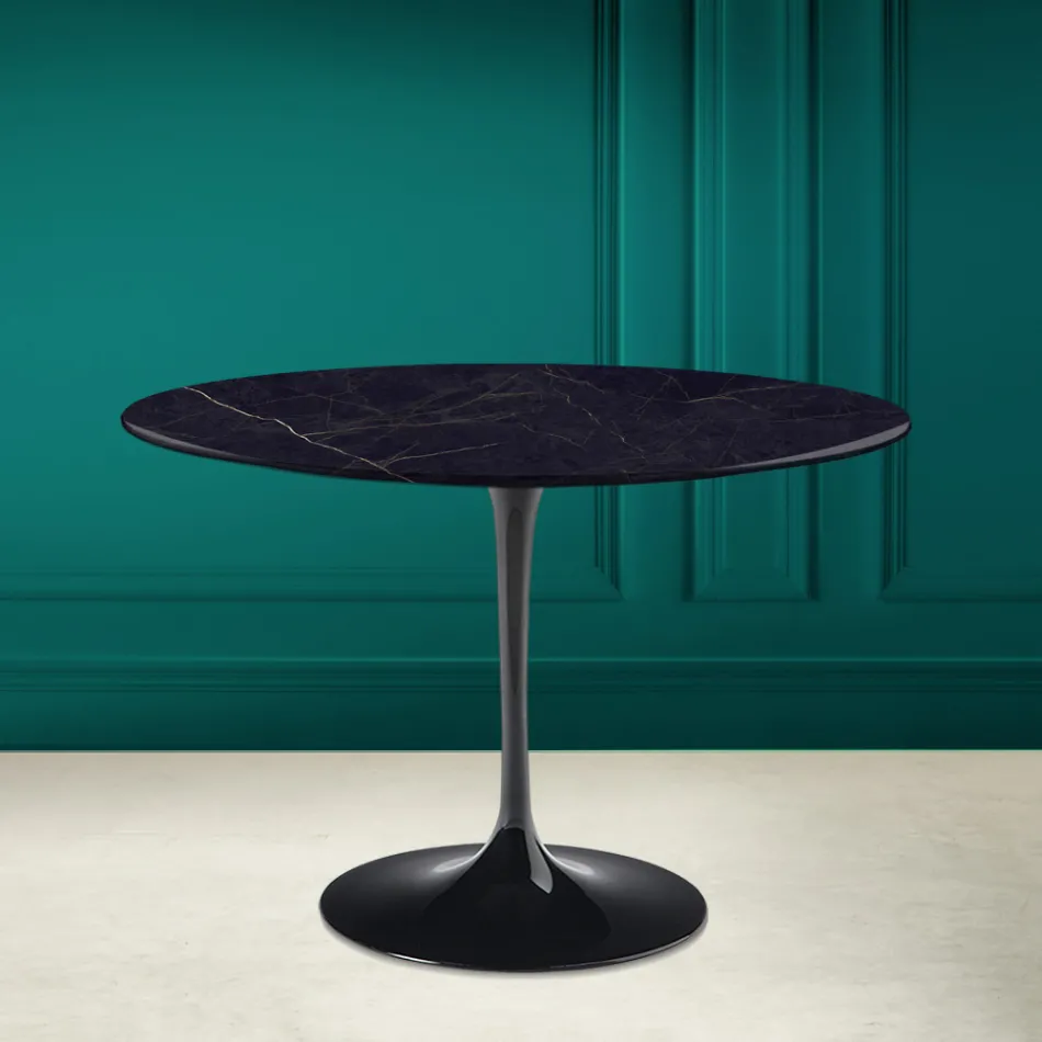 Tulp Tafel Eero Saarinen H 73 in Keramiek Noir Laurent Made in Italy - Scarlet Viadurini