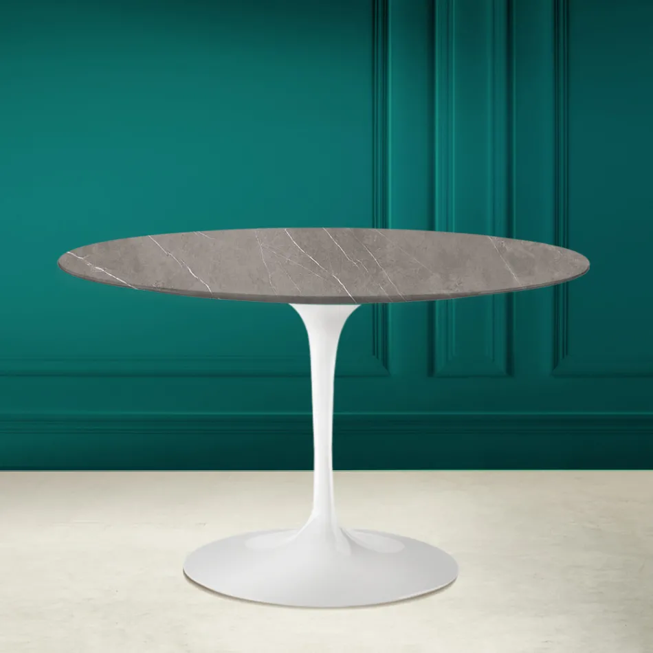 Tulp Tafel Eero Saarinen H 73 in Keramiek Pietra Grijs Made in Italy - Scarlet Viadurini