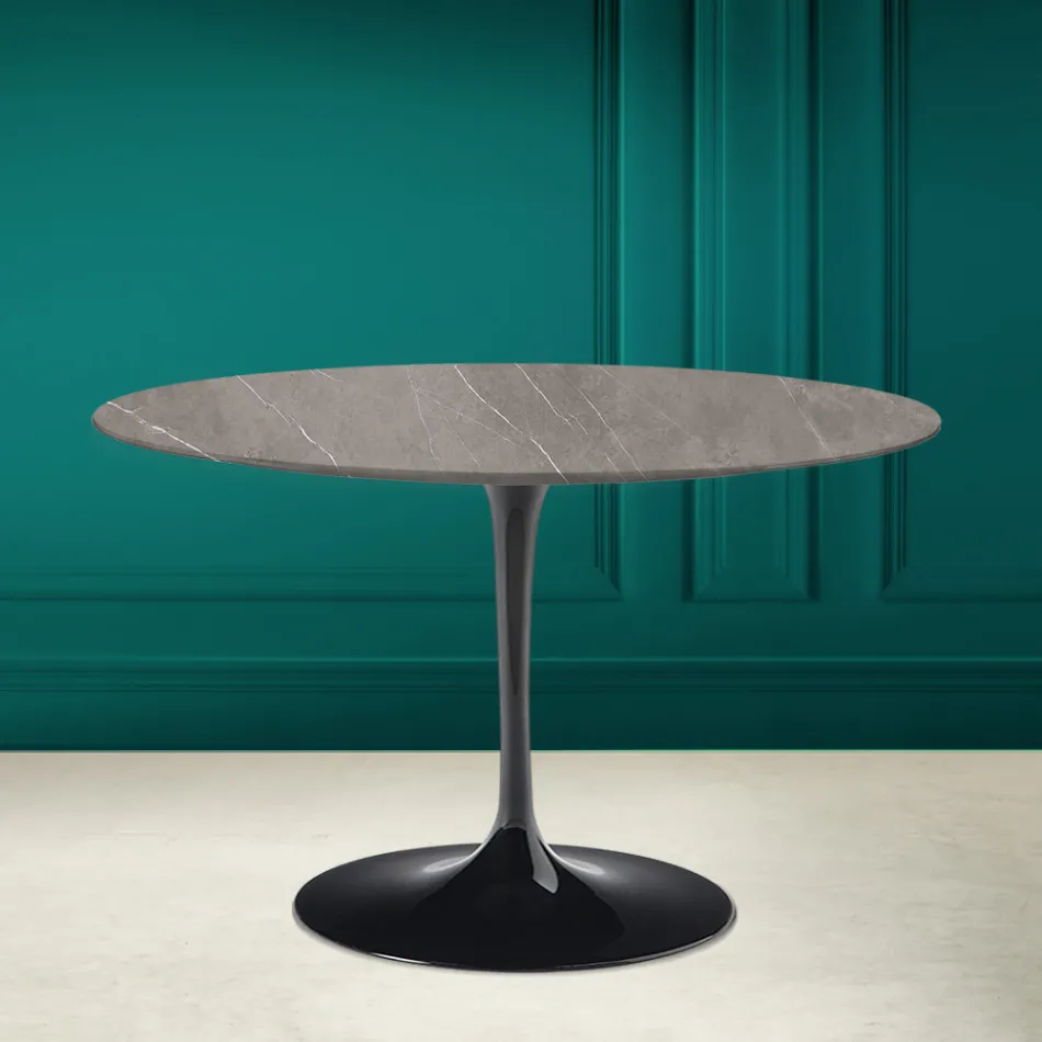 Tulp Tafel Eero Saarinen H 73 in Keramiek Pietra Grijs Made in Italy - Scarlet Viadurini