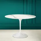 Tulp Tafel Eero Saarinen H 73 in Statuario Volnerf Keramiek Made in Italy - Scarlet Viadurini
