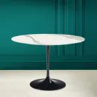 Tulp Tafel Eero Saarinen H 73 in Statuario Volnerf Keramiek Made in Italy - Scarlet Viadurini