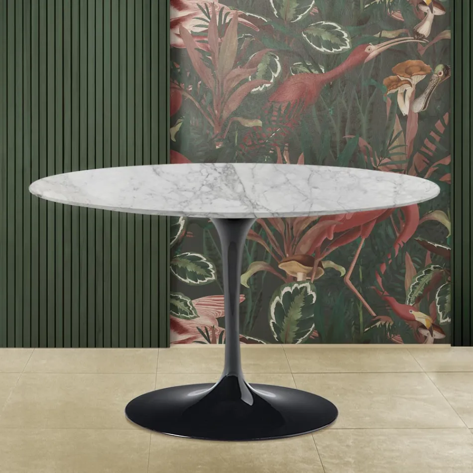 Tulp Tafel Eero Saarinen H 73 in Arabescato Marmer Gemaakt in Italië Viadurini