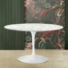 Tulp Tafel Eero Saarinen H 73 in Carrara Marmer Gemaakt in Italië Viadurini