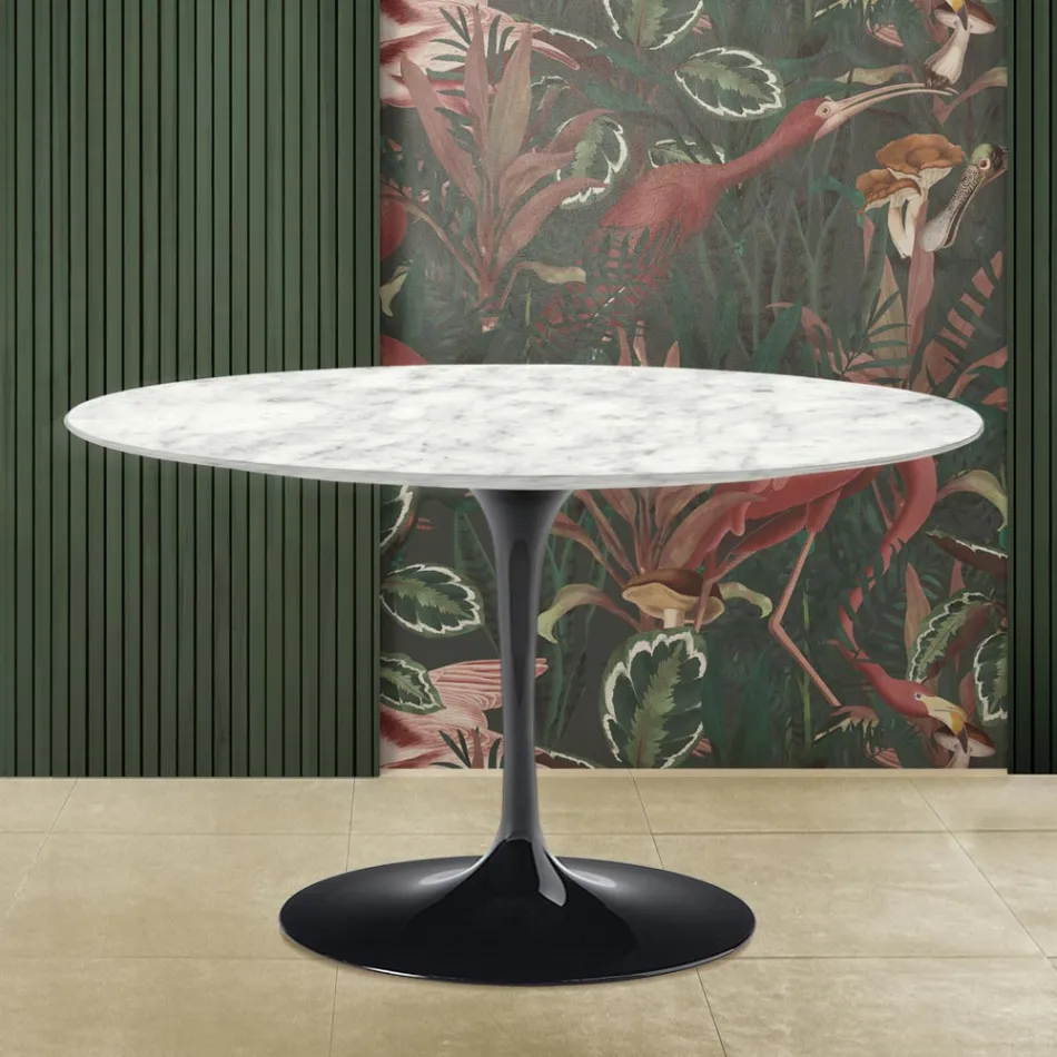 Tulp Tafel Eero Saarinen H 73 in Carrara Marmer Gemaakt in Italië Viadurini
