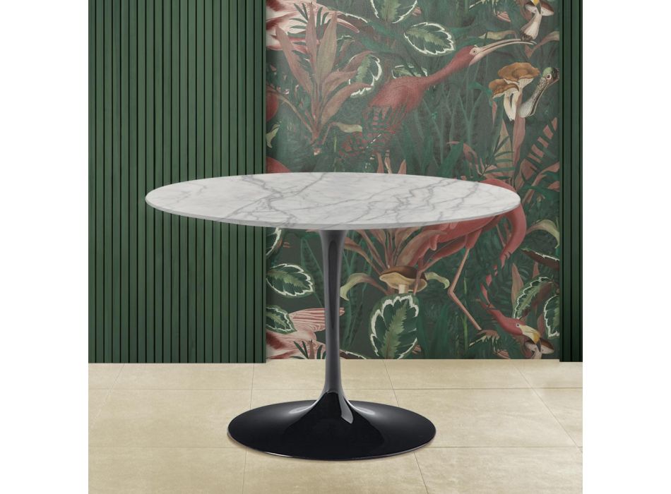 Eero Saarinen Tulip Table H 73 in Statuarietto Carrara-marmer Made in Italy - Scarlet Viadurini