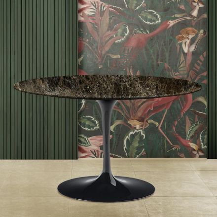 Eero Saarinen H 73 Tulip Tafel in Donker Emperador Marmer Gemaakt in Italië Viadurini