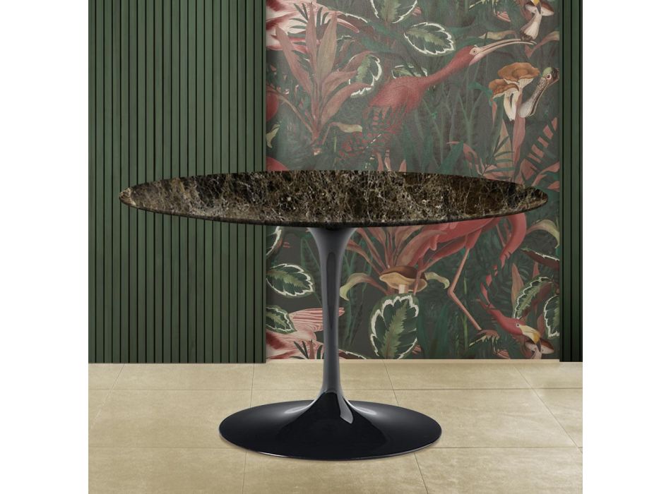 Eero Saarinen Tulip Table H 73 in Emperador Dark Marble Made in Italy Viadurini