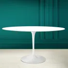 Tulp Tafel Eero Saarinen H 73 Ovaal in Absoluut Wit Keramiek Made in Italy - Scarlet Viadurini