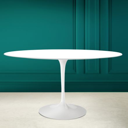 Tulip Table Eero Saarinen H 73 Ovaal in absoluut wit keramiek Made in Italy - Scarlet Viadurini