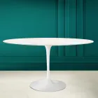 Tulp Tafel Eero Saarinen H 73 Ovaal in Diamant-crème Keramiek Made in Italy - Scharlaken Viadurini