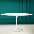 Tulp Tafel Eero Saarinen H 74 Ovaal in Diamant-crème Keramiek Made in Italy - Scharlaken