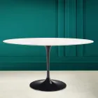 Tulp Tafel Eero Saarinen H 73 Ovaal in Diamant-crème Keramiek Made in Italy - Scharlaken Viadurini