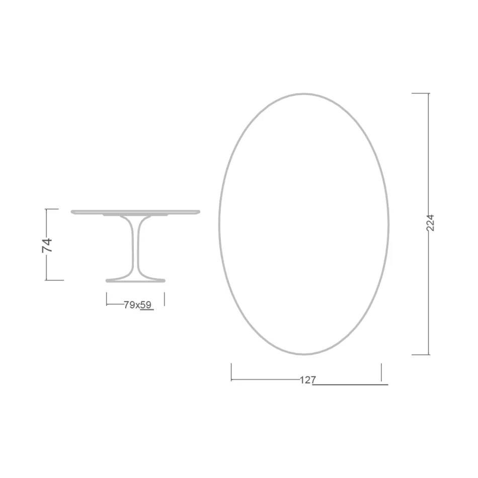 Tulp Tafel Eero Saarinen H 73 Ovaal in Keramiek Entzo Made in Italy - Scharlaken Viadurini