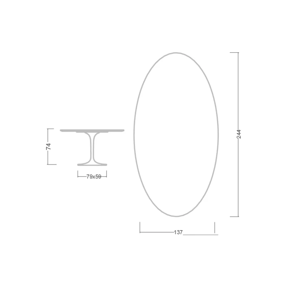 Tulp Tafel Eero Saarinen H 73 Ovaal in Keramiek Entzo Made in Italy - Scharlaken Viadurini