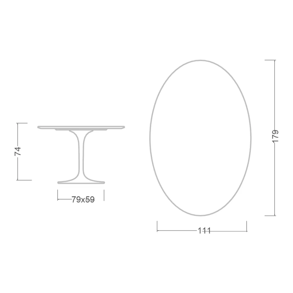 Tulp Tafel Eero Saarinen H 73 Ovaal in Keramiek Kira Made in Italy - Scharlaken Viadurini