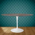 Tulp Tafel Eero Saarinen H 73 Ovaal in Keramiek Kira Made in Italy - Scharlaken Viadurini