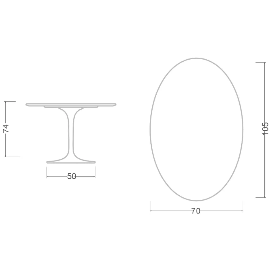 Tulp Tafel Eero Saarinen H 73 Ovaal in Keramiek Kira Made in Italy - Scharlaken Viadurini