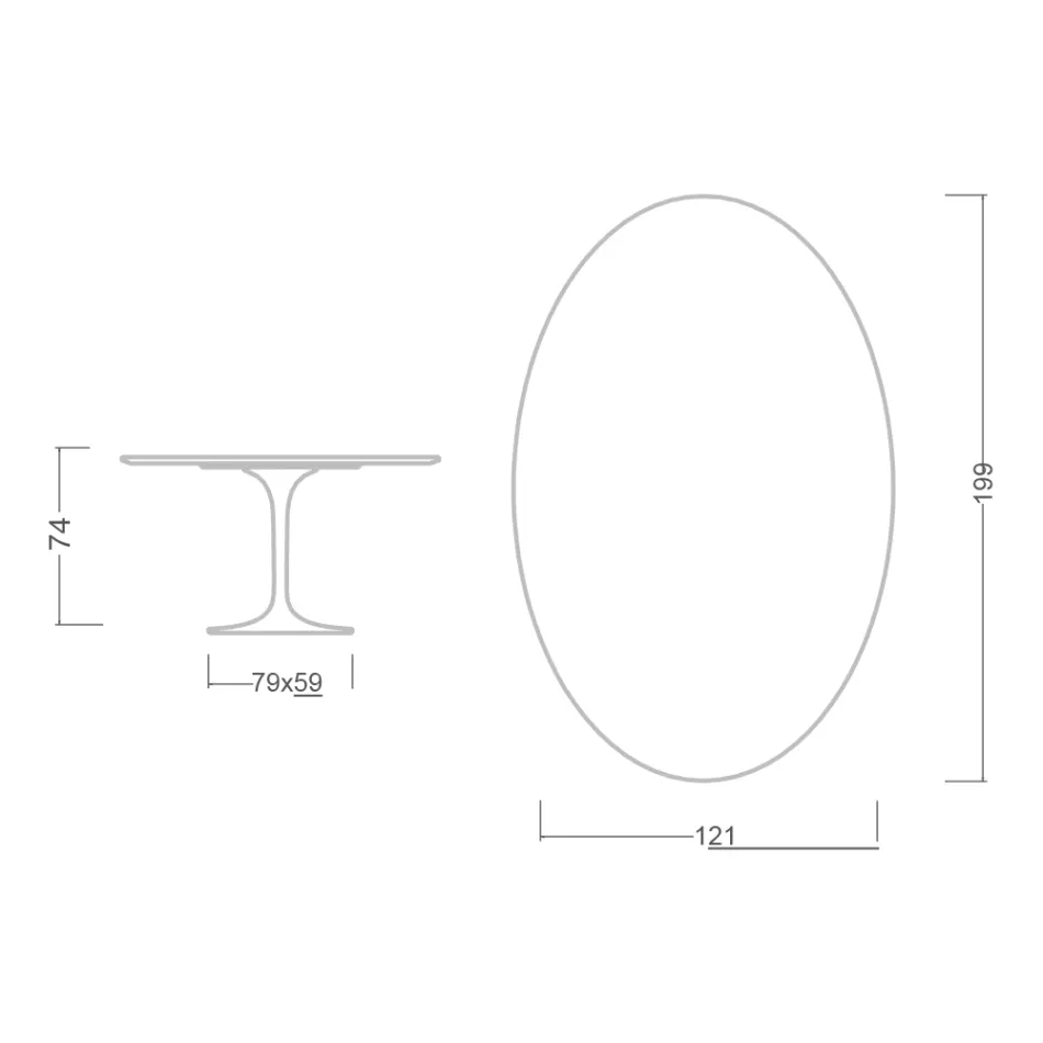 Tulp Tafel Eero Saarinen H 73 Ovaal in Keramiek Marquinia Made in Italy - Scharlaken Viadurini