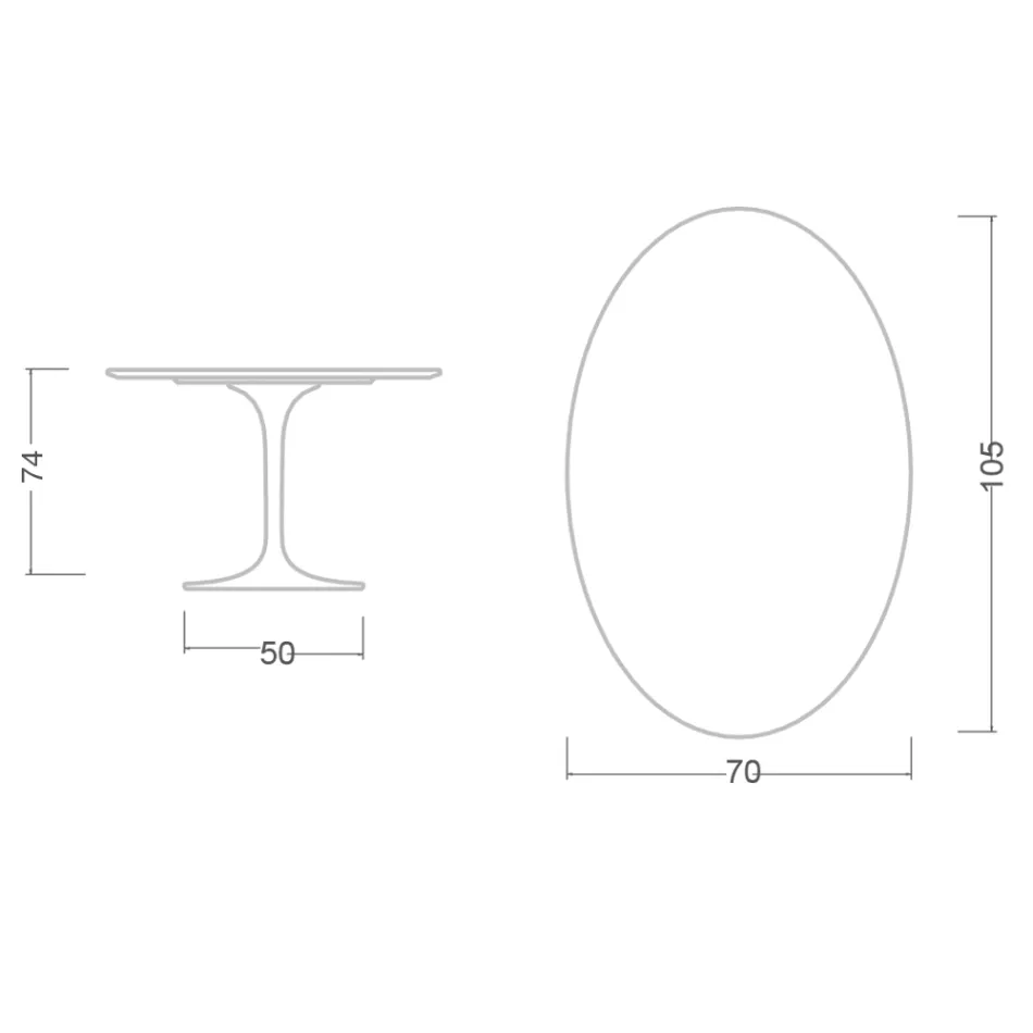 Tulp Tafel Eero Saarinen H 73 Ovaal in Keramiek Marquinia Made in Italy - Scharlaken Viadurini