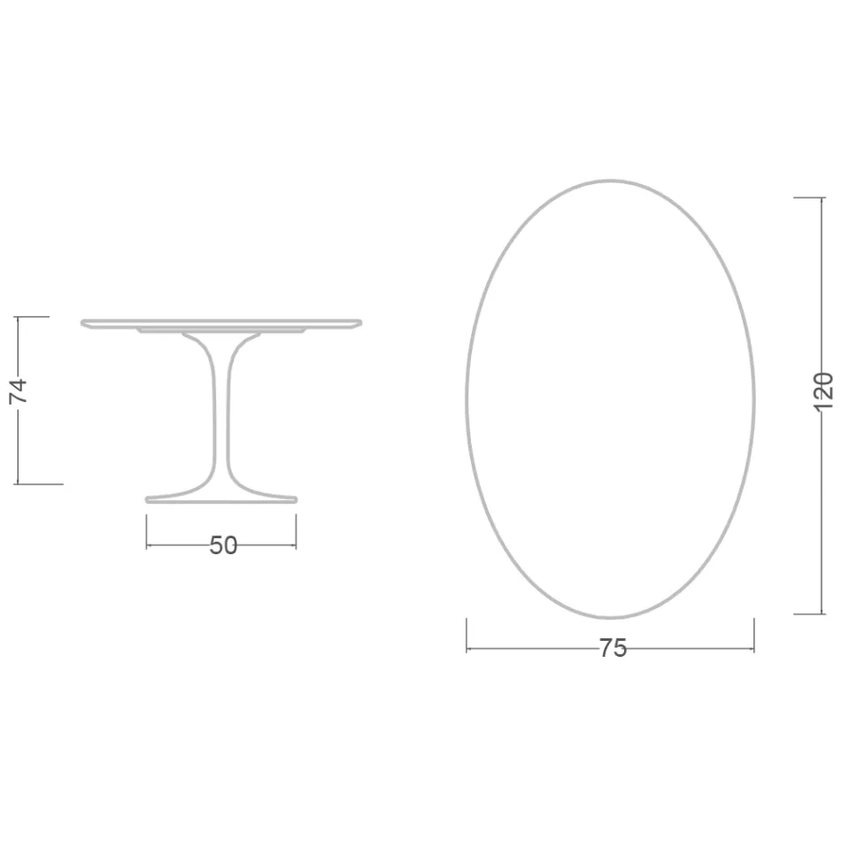 Tulp Tafel Eero Saarinen H 73 Ovaal in Keramiek Morpheus Made in Italy - Scharlaken Viadurini