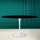 Tulip Tafel Eero Saarinen H 73 Ovaal in Absoluut Zwart Keramiek Made in Italy - Scarlet Viadurini
