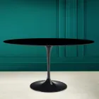 Tulip Tafel Eero Saarinen H 73 Ovaal in Absoluut Zwart Keramiek Made in Italy - Scarlet Viadurini