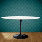 Tulp Tafel Eero Saarinen H 73 Ovaal in Keramiek Rem Made in Italy - Scharlaken Viadurini