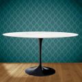 Tulp Tafel Eero Saarinen H 74 Ovaal in Keramiek Rem Made in Italy - Scharlaken
