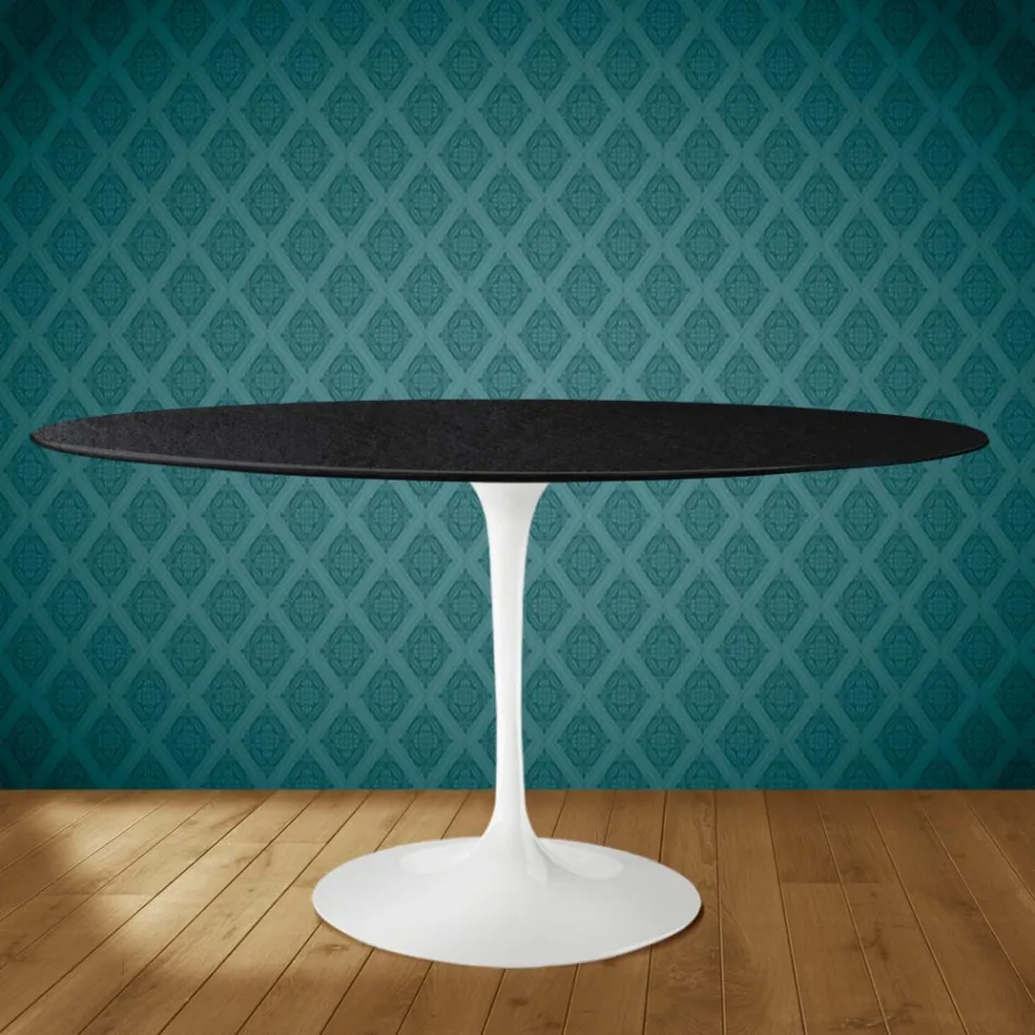Tulp Tafel Eero Saarinen H 73 Ovaal in Keramiek Sirius Made in Italy - Scharlaken Viadurini