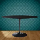 Tulp Tafel Eero Saarinen H 73 Ovaal in Keramiek Sirius Made in Italy - Scharlaken Viadurini