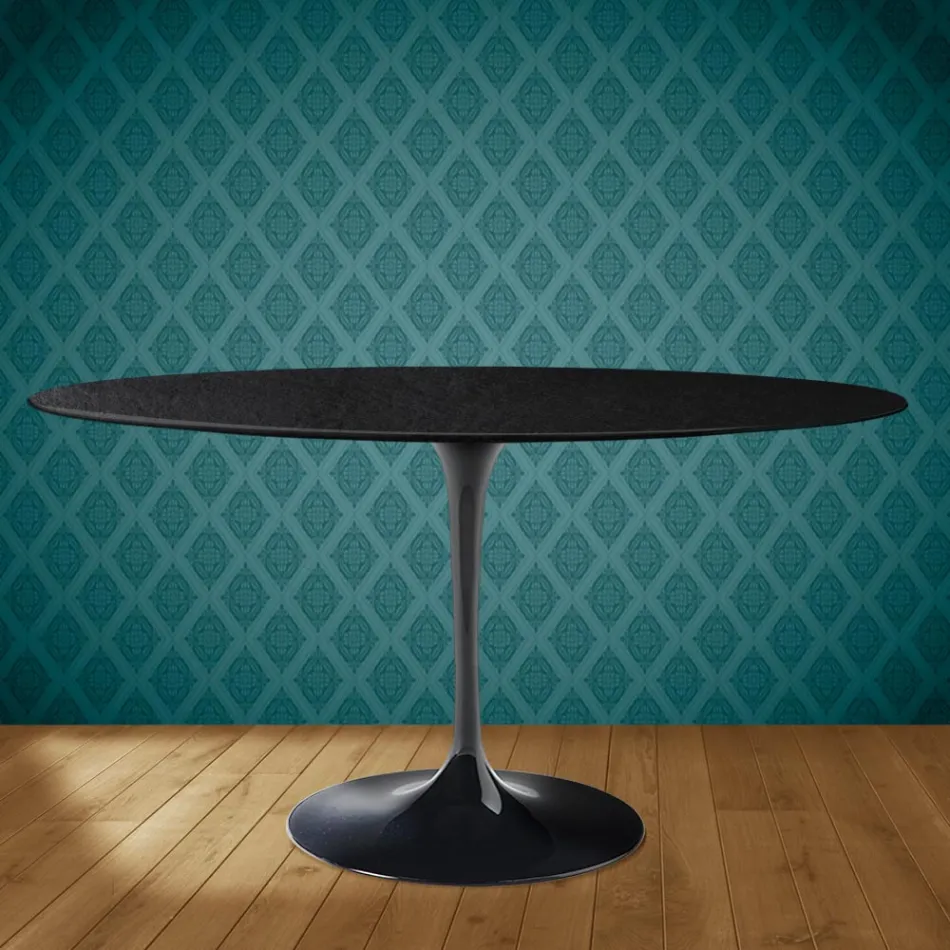 Tulp Tafel Eero Saarinen H 73 Ovaal in Keramiek Sirius Made in Italy - Scharlaken Viadurini