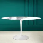 Tulip Tafel Eero Saarinen H 73 Ovaal in Statuario Altissimo Keramiek Made in Italy - Scarlet Viadurini