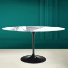 Tulip Tafel Eero Saarinen H 73 Ovaal in Statuario Altissimo Keramiek Made in Italy - Scarlet Viadurini