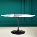 Tulp Tafel Eero Saarinen H 74 Ovaal in Statuario Keramiek Altissimo Made in Italy - Scharlaken