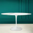 Tulip Tafel Eero Saarinen H 73 Ovaal in Statuario Keramiek volle ader - Scharlaken Viadurini