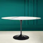 Tulip Tafel Eero Saarinen H 73 Ovaal in Statuario Keramiek volle ader - Scharlaken Viadurini