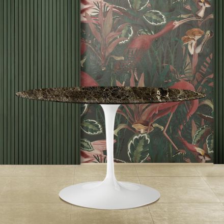 Eero Saarinen H 73 Ovale Tulip-tafel in Emperador Dark Marble Made in Italy - Scarlet Viadurini