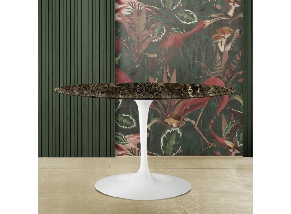 Eero Saarinen H 73 Ovale Tulip-tafel in Emperador Dark Marble Made in Italy - Scarlet Viadurini