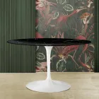 Eero Saarinen Tulip Tafel H 73 Ovaal in Zwart Marquinia Marmer Made in Italy - Scarlet Viadurini