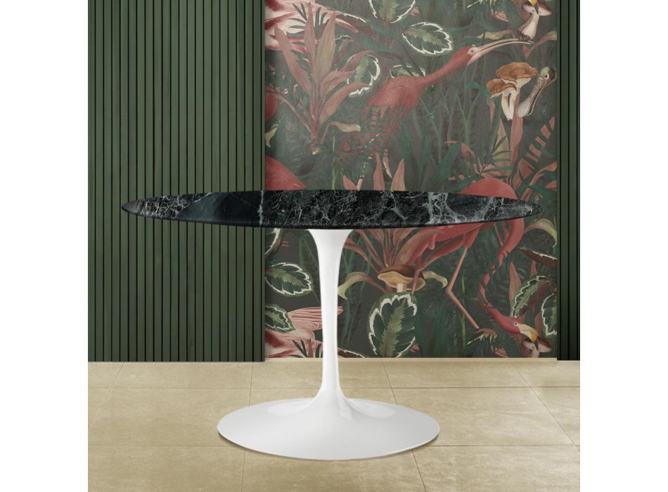 Tulip Table Eero Saarinen H 73 Ovaal in groen Alpi-marmer Made in Italy - Scarlet Viadurini