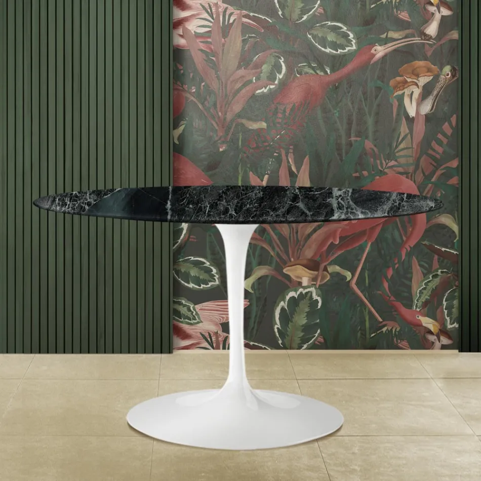Eero Saarinen Tulip Tafel H 73 Ovaal in Groen Alpi Marmer Made in Italy - Scarlet Viadurini