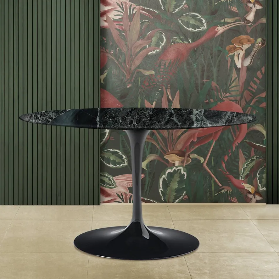 Eero Saarinen Tulip Tafel H 73 Ovaal in Groen Alpi Marmer Made in Italy - Scarlet Viadurini