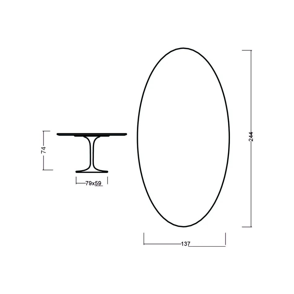 Tulip Tafel Eero Saarinen H 73 Ovaal in Natuurlijk Eiken Gemaakt in Italië - Scharlaken Viadurini