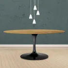 Tulip Tafel Eero Saarinen H 73 Ovaal in Natuurlijk Eiken Gemaakt in Italië - Scharlaken Viadurini