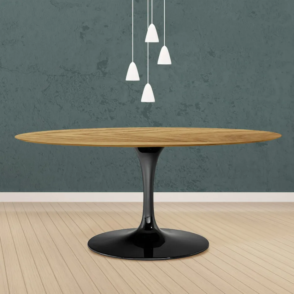 Tulip Tafel Eero Saarinen H 73 Ovaal in Natuurlijk Eiken Gemaakt in Italië - Scharlaken Viadurini