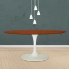 Tulip Tafel Eero Saarinen H 73 Ovaal in Kersen gebeitst Eiken Made in Italy - Scarlet Viadurini