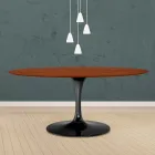 Tulip Tafel Eero Saarinen H 73 Ovaal in Kersen gebeitst Eiken Made in Italy - Scarlet Viadurini