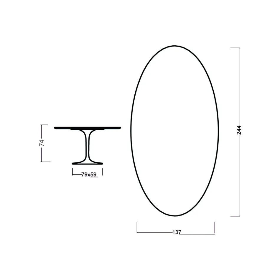 Tulip Tafel Eero Saarinen H 73 Ovaal in Moka Gebeitst Eiken Made in Italy - Scarlet Viadurini