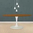 Eero Saarinen Tulip Tafel H 73 Ovaal in Licht Walnoot Gebeitst Eiken Made in Italy - Scarlet Viadurini